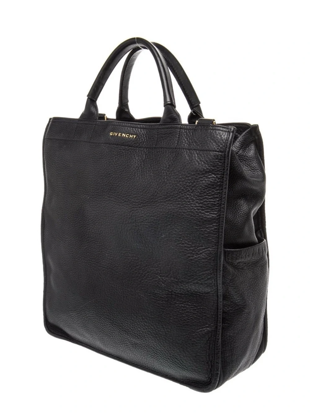 Givenchy Black Pebbled Leather Backpack Tote for Men